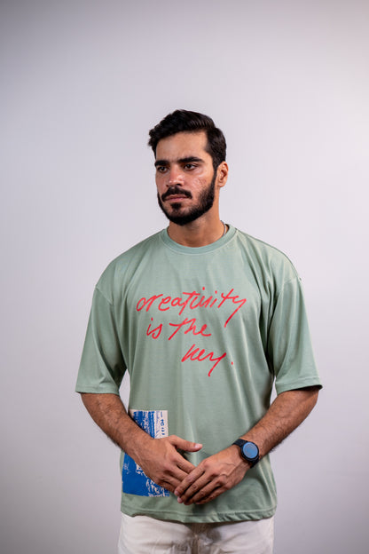 Creativity is the key Drop shoulder T-SHIRT