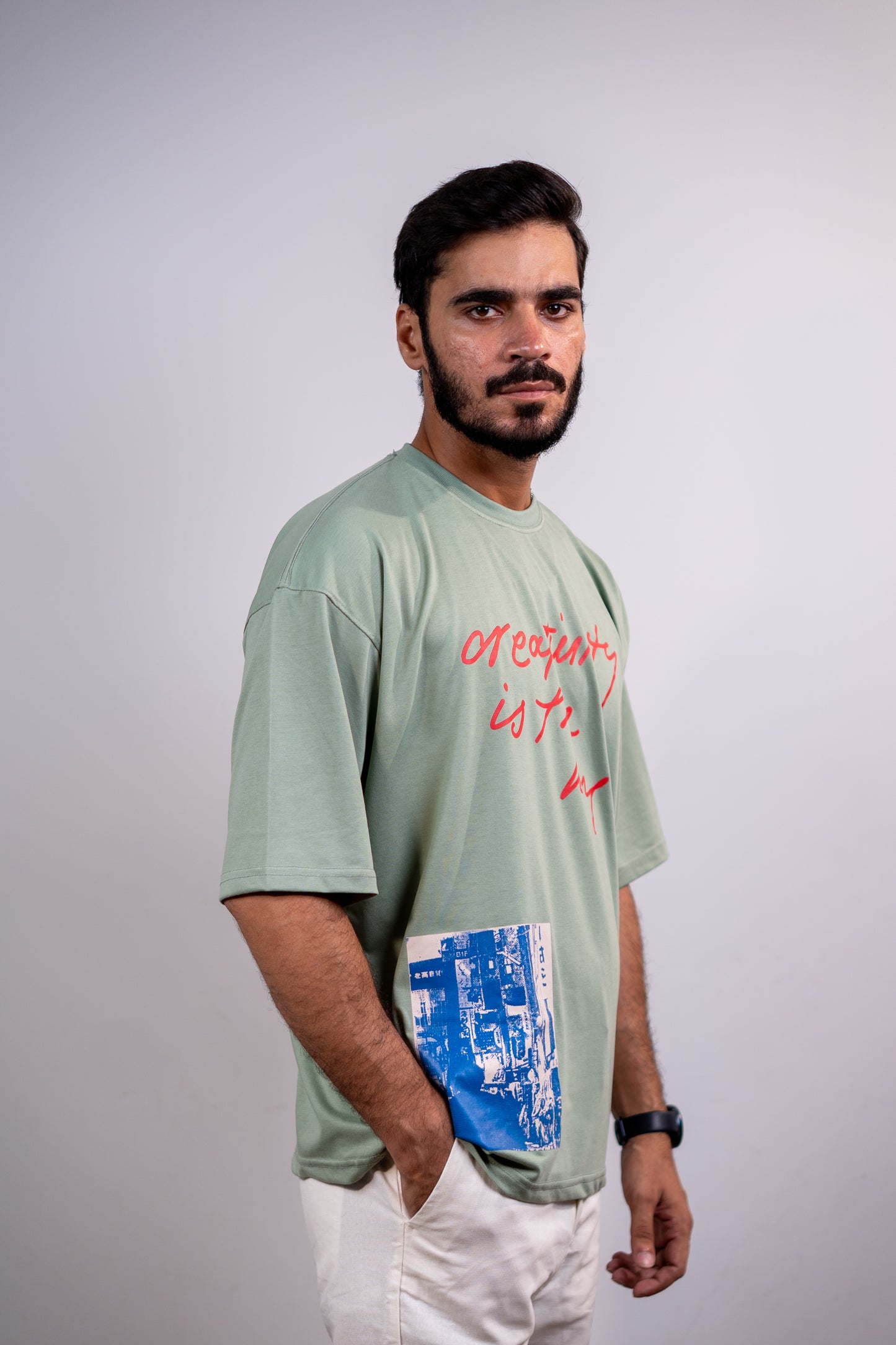 Creativity is the key Drop shoulder T-SHIRT