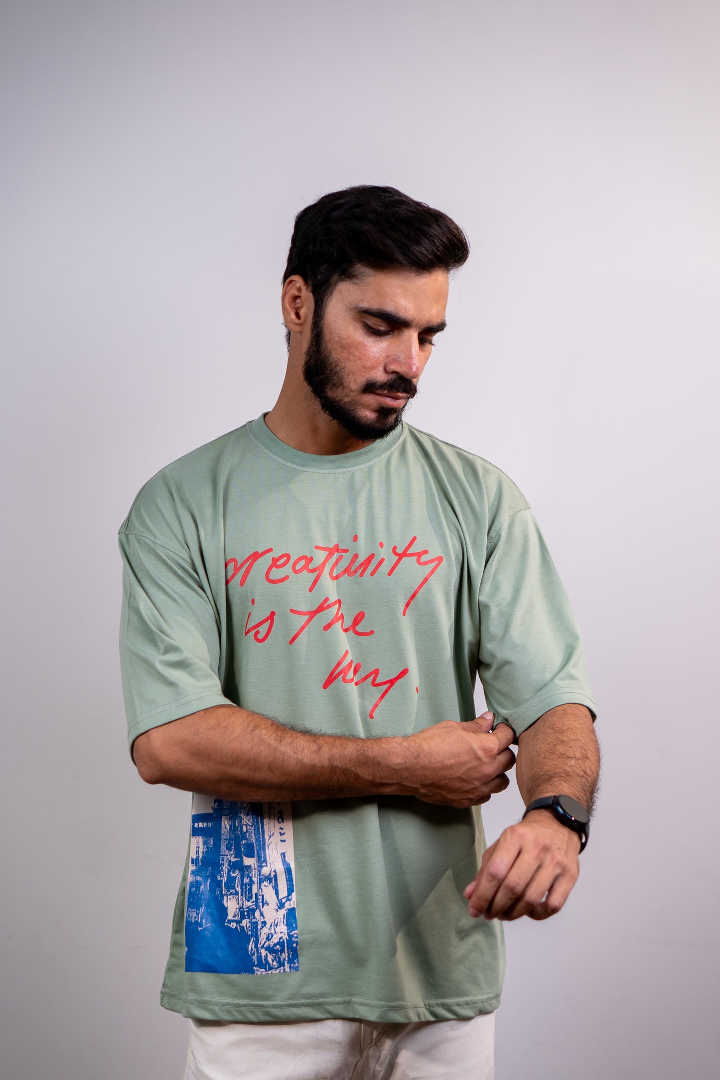Creativity is the key Drop shoulder T-SHIRT